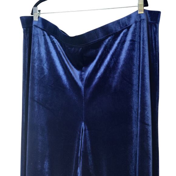 Modcloth Blue Velvet Evening Smoking Jacket Wide Leg Pant Suit 3X 4X Loungewear - Picture 7 of 13